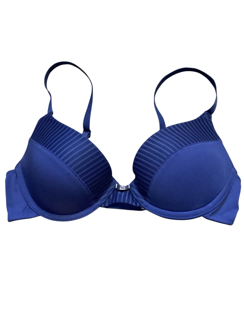34B Vassarette Push Up Bra Royal Blue Striped Molded Cup Underwire